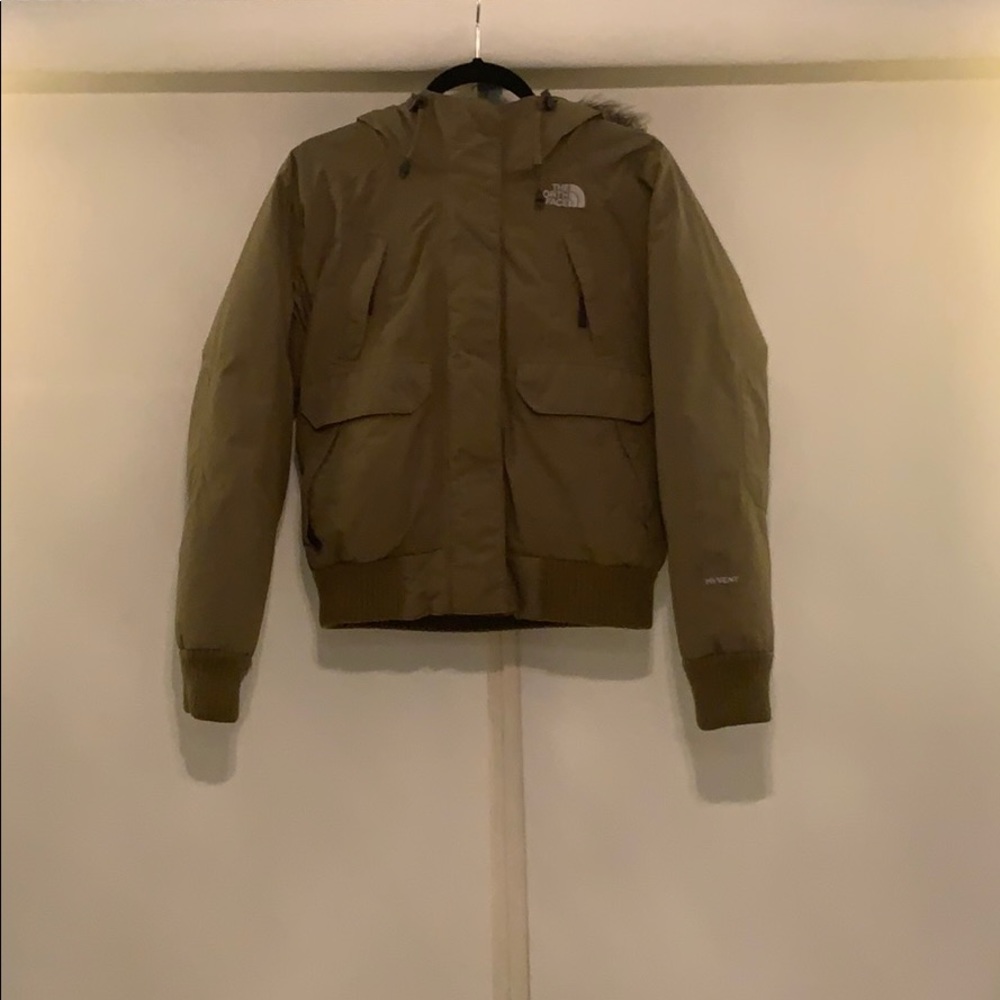 North face puffer with fake fur hood.